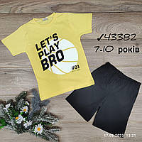 Костюм для хлопчиків із трикотажними шортами -Let`sPlayBro - жовтого кольору 7-8-9-10 років