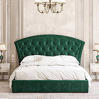 Стильне двоспальне зелене м'яке ліжко велюр з узголів'ям каретна стяжка 160х200 Вінсенто Шик-Галичина