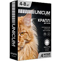 Капли от блох и клещей для котов 4-8кг UNICUM Premium 1 амп. 10мл_TT
