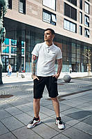 Мужской спортивный костюм Reebok летний комплект футболка поло белая и шорты барсетка В ПОДАРОК JMS M