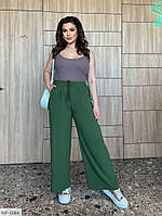 Легкие летние брюки женские удобные повседневные для прогулок с карманами на резинке большие размеры 48-58