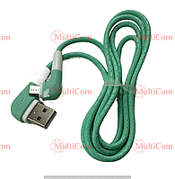 05-09-088GR. Шнур USB штекер А угловой - штекер miсro USB угловой,прорезиненный, зеленый 1м