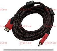 05-07-107. Шнур HDMI (штекер - штекер), version 1.4, фильтр+сетка, красно-черный, в тех. уп., 5м