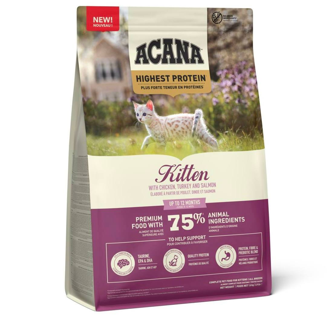Сухий корм для кошенят Acana (Акана) Highest Protein Kitten з куркою, індичкою та лососем 1.8 кг