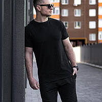 Повседневная черная мужская футболка/ Однотонная базовая летняя футболка/ Стильная легкая футболка для мужчин