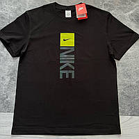 Мужская футболка Nike черная хлопковая летняя, Стильная футболка Найк черная спортивная