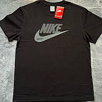 Мужская футболка Nike черная хлопковая летняя, Стильная футболка Найк черная спортивная