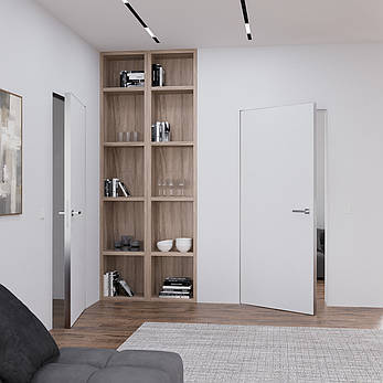 Міжкімнатні двері прихованого монтажу з алюміневим сірим торцем Smart Invisible ABWEHR (МЖД), фото 2