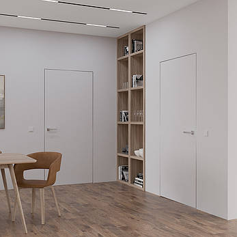 Міжкімнатні двері прихованого монтажу з алюміневим сірим торцем Smart Invisible ABWEHR (МЖД), фото 3