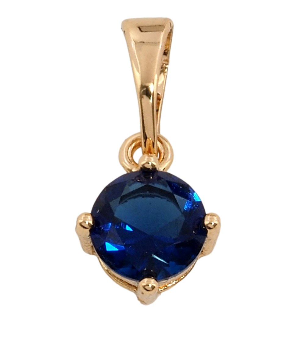 Кулон Xuping Позолота 18K "Синій фіаніт, ø 6мм" для ланцюжка до 5мм