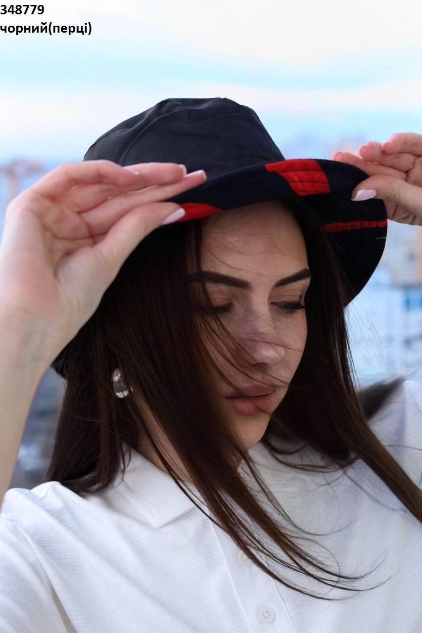 Літня двостороння панама «Червоні перці» унісекс (Розмір 55-59), Чорна