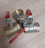 Кран кульовий муфтовий латунний різьбовий ДУ 32 1 1/4" в/в з ручкою ричаг для води, фото 7