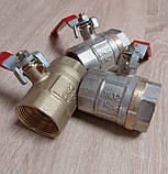 Кран кульовий муфтовий латунний різьбовий ДУ 32 1 1/4" в/в з ручкою ричаг для води, фото 8