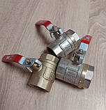 Кран кульовий муфтовий латунний різьбовий ДУ 32 1 1/4" в/в з ручкою ричаг для води, фото 9