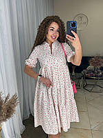 Легкое женское платье свободного кроя из софта с цветочным принтом