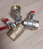 Кран кульовий муфтовий латунний різьбовий ДУ 32 1 1/4" в/в з ручкою ричаг для води, фото 10