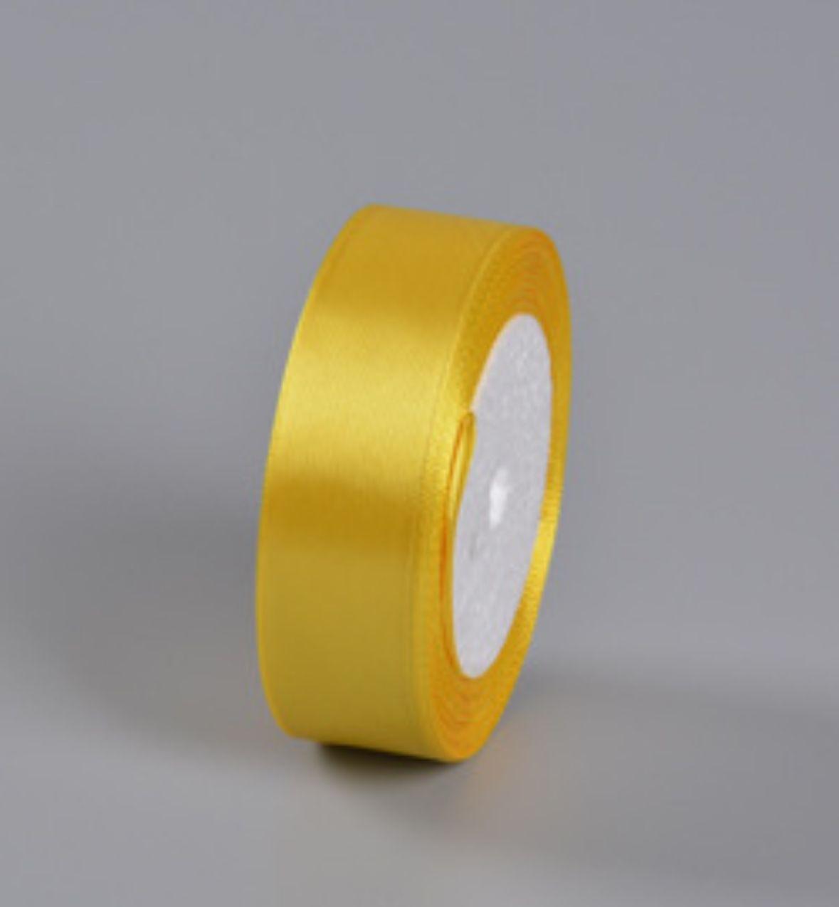 Стрічка атласна 2.5 см (бабіна). Колір - жовто гарячий, фото 1