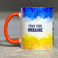 Керамічний кухоль з принтом (330мл, білий) "PRAY FOR UKRAINE"