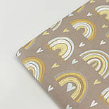 Ранфорс шириною 240 см "Райдуги та серця" на бежевому № F-3288, фото 4