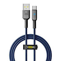 Кабель для зарядки и обмена данными USB Yoki YK-SM31 SMART Series USB/Type C 60W 3A/20V 1.2 м Черно-Синий
