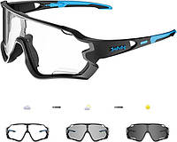 Фотохромные велосипедные очки UV400 зеркальные линзы с поликарбонатным покрытием HD