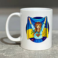 Керамічний кухоль з принтом (330мл, білий) "I LOVE UA"