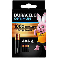 Батарейка щелочная Duracell Optimum LR3, ААА, 1.5V, блистер 4 шт. (TV)