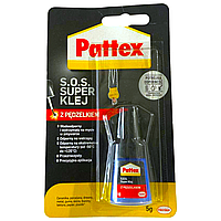Супер клей Pattex S.O.S. универсальный с кисточкой для стекла, дерева, резины блистер 5г (TV)