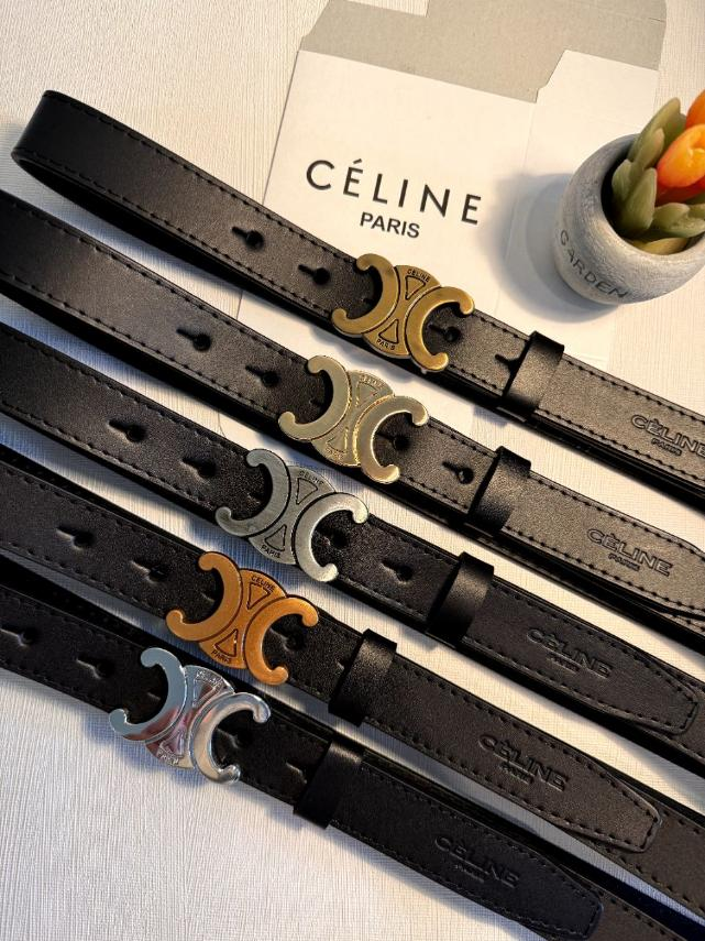 Ремінь жіночий шкіряний чорний Celine прошитий, ширина 30 мм. чорний 931530-1