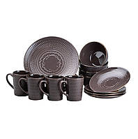 Столовый сервиз на 4 персоны керамический Мокко с матовой отделкой (16 предметов) с чашками Набор посуды