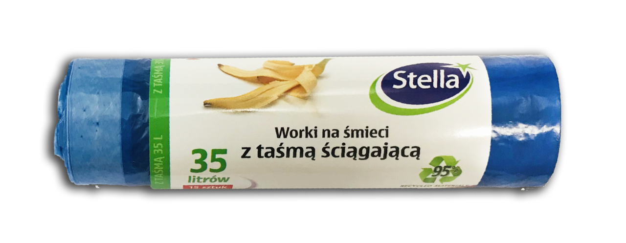 Пакети для сміття з зав'язками сині Stella 35 л (15 шт)