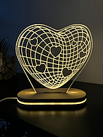 Ночник светильник для влюбленных с теплым светом ночник на подарок для в форме сердца вход USB