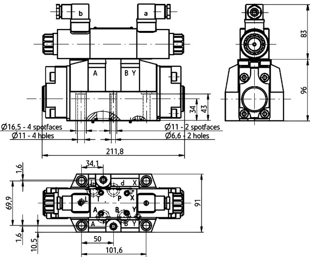 розміри гідророзподільника H4WEH16
