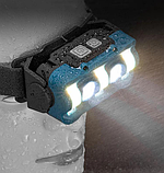 Ліхтар налобний з датчиком руху 2XPE+12SMD+6SMD(білий+червоний), Motion Sensor, Type-C, тактичний, фото 6