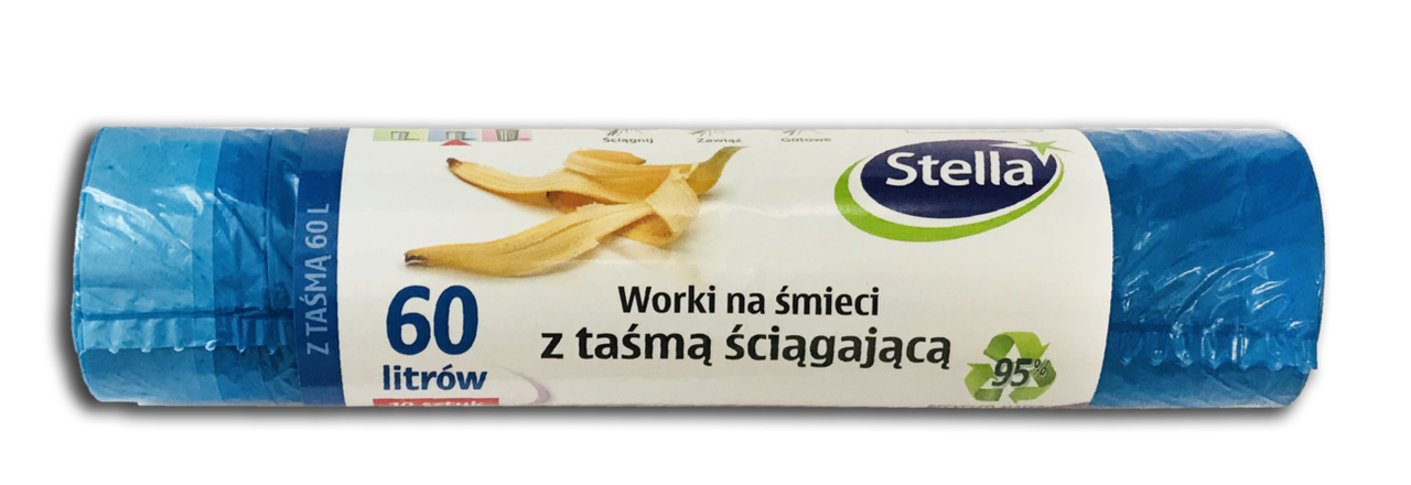 Пакети для сміття з зав'язками сині Stella 60 л (10 шт)
