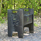 Мангал-кейс на 8 шампурів із гравіюванням Вовк. Розкладний, переносний мангал із товстої сталі, фото 2