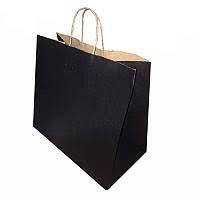 Подарунковий крафт пакет чорний (26х15х35см) 1шт.