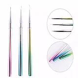 Набір тонких пензлів для розпису нігтів, 3 шт./уп., фото 4