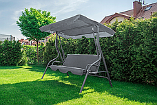 Садова гойдалка качеля на 3 особи FUNFIT Relax (Сіра) на міцній рамі, фото 3