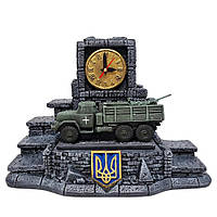Подарок военному ЗСУ с часами "Украинский ЗИЛ 131 с ЗУ-23-2", Украинские сувениры из гипса на военную тематику