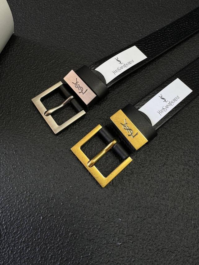 Ремінь жіночий шкіряний чорний YSL, ширина 30 мм. 931549, фото 1