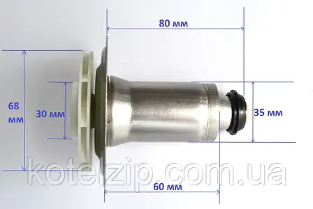 Ротор до насоса Baxi, Westen Wilo BXSL 15/5-1, INTBXSL 15/5, RS 15/ 5. Крильчатка 30/68. Втулка 35, фото 1