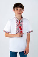 Белая вышиванка для мальчика с коротким рукавом тм Авекс