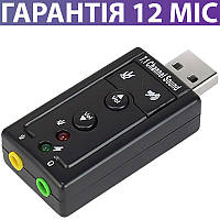 Звукова карта USB Dynamode C-Media 108 (7.1), чорна, роз'єми для навушників та мікрофона