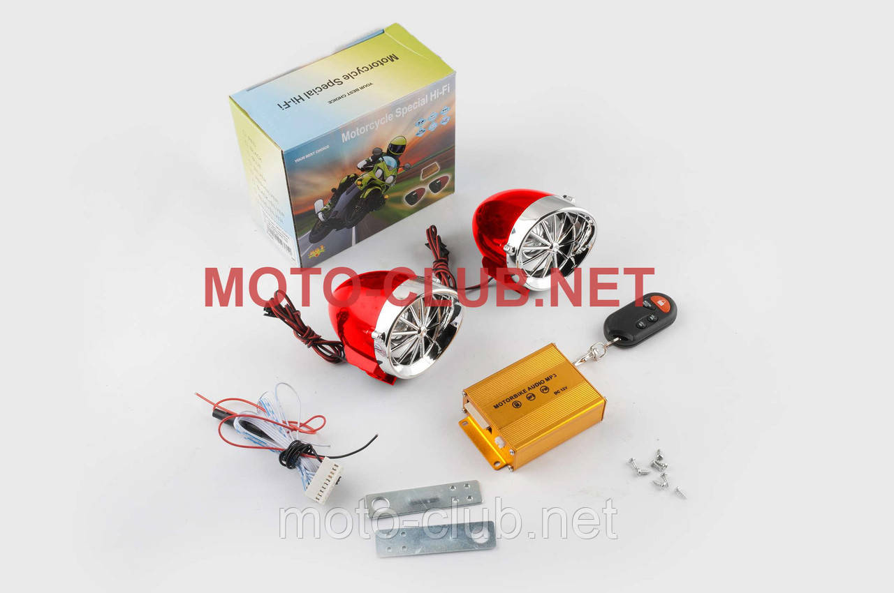 Аудіосистема BEST CHOICE (3.5", червона-хром, підсвітка, сигн., МР3/FM/SD/USB, ПДК, роз'єм ППДУ 3K)
