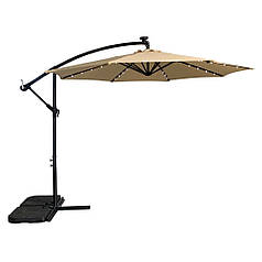 Парасоля садова з підсвіткою LED бежева Bonro B-7012LP 3м 8 спиць