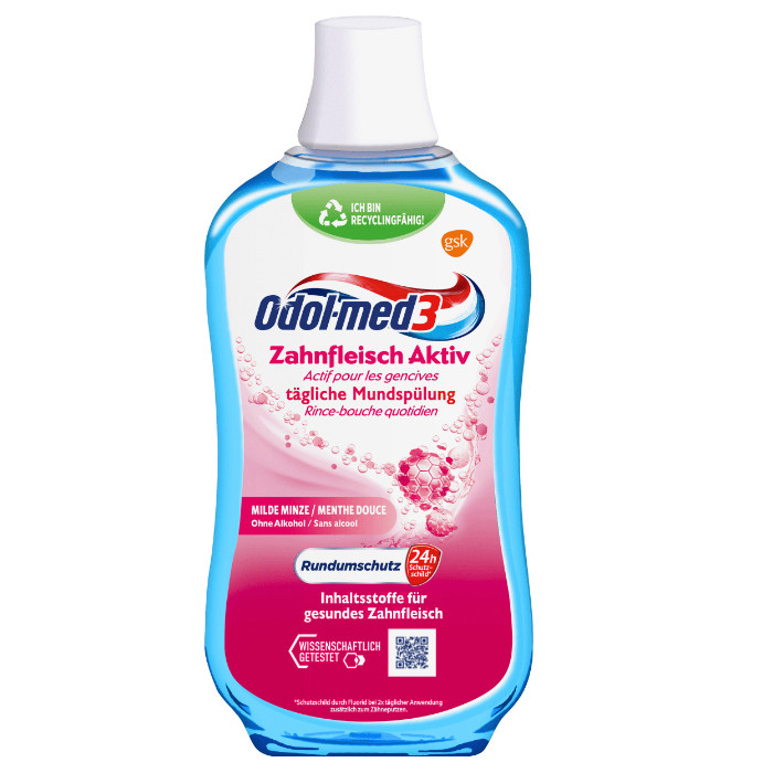Ополіскувач для ротової порожнини з фторидом Odol-Med 3 Mundspulung Zahnfleisch Aktiv 500мл, фото 1