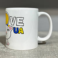 Керамічний кухоль з принтом (330мл, білий) "I LOVE UA"