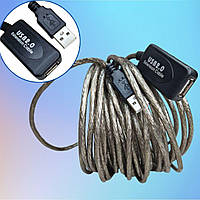 USB 2.0 удлинитель активный репитер, кабель AM - AF, 10м kz