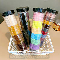 Набор мягких резинок для волос в бутылочке 20 шт, разные цвета от базовых до ярких, средний размер
